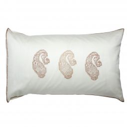 Aurel Paisley Silk-Cotton Pillow Case - Ivory/Gold